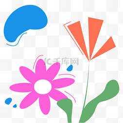 多种色块的圆图片_春天扁平花朵底纹