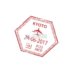 日本京都府落地签证盖章模板。