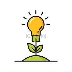 灯泡绿色图片_在土壤中生长的灯泡作为植物生态