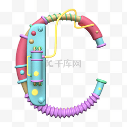 字母c赛博朋克风格3d玩具