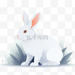 手绘卡通小白兔图片_手绘动物扁平素材小白兔(1)