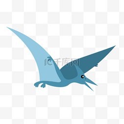 蓝色可爱恐龙图片_手绘蓝色翅膀翼龙