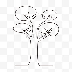 黑白卡通树抽象线条画树