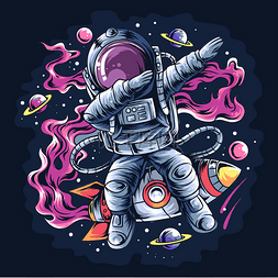 宇航员在火箭矢量上跳舞