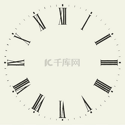 矢量刻度图片_复古表盘白色背景上的矢量罗马数