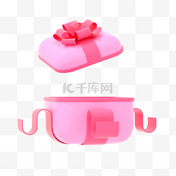3D立体C4D粉色浪漫情人节礼物礼盒