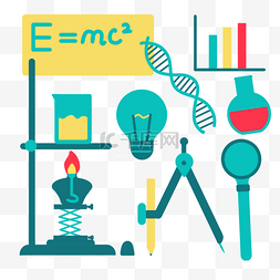 dna扁平图片_化学科学插画