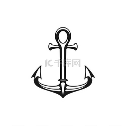 海上航行图片_航海符号孤立的黑色船锚矢量海上