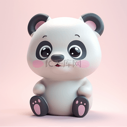 3d立体熊猫图片_3D立体黏土动物可爱卡通熊猫