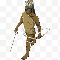 美洲拿着弓箭的印第安人