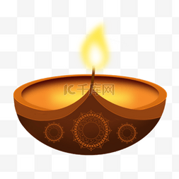 印度湿婆节金色碗状油灯