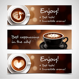 巧克力摩卡咖啡图片_咖啡广告水平横幅与卡布奇诺咖啡