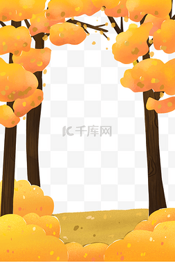 秋季树木边框图片_秋天景色氛围边框