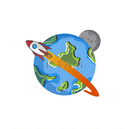 发射地球图片_太空探索飞船标志符号矢量艺术