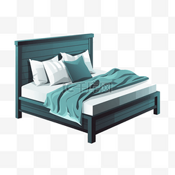 蓝色两人床家具床上用品日用品