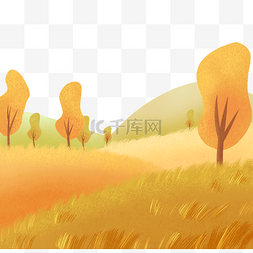 秋分落叶植物草地底部边框