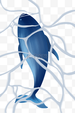 蓝色水鱼图片_世界海啸日水纹水波倒影鲸鱼游泳