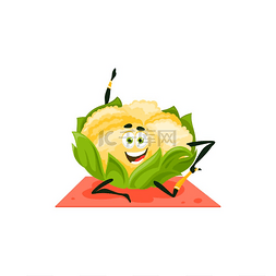 可爱的卡通蔬菜花椰菜卷心菜在健