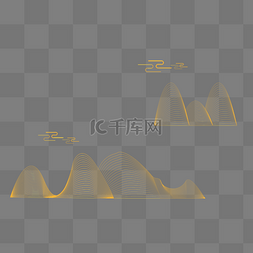 科技底纹流线图片_中式金色线条山水