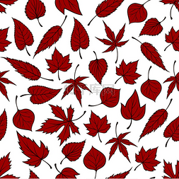 秋天壁纸图片_红色的落叶留下了无缝的图案背景