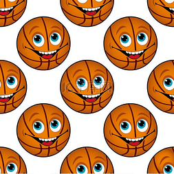 蓝球体育运动图片_一个快乐的卡通篮球的无缝背景图