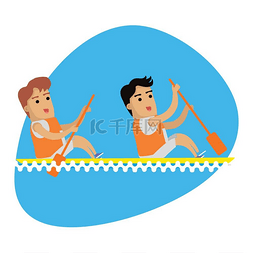 卡通结果人物图片_赛艇运动模板夏季比赛赛艇运动模