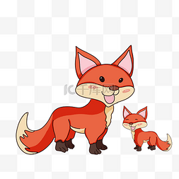 狐狸卡通可爱图片_亲子动物狐狸