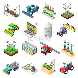 农业机器人等距图标