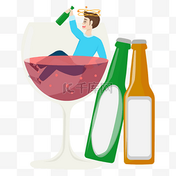 饭局字体图片_泡在酒杯里酗酒人物