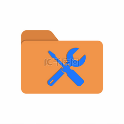 文件夹图标图片_矢量彩色文件夹图标与螺丝刀和键