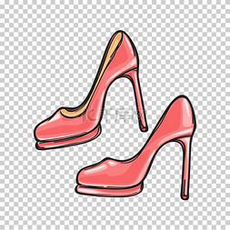 穿鞋子的女人图片_在透明背景上隔离的粉红色一双细