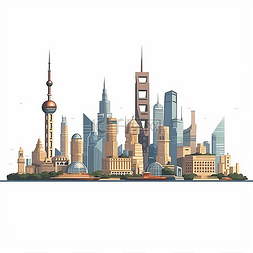 上海插画图片_上海外滩美丽风景