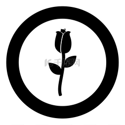 实心圆圈元素图片_圆圈中的玫瑰图标圆形黑色矢量插