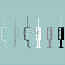 注射器白色灰色黑色图标.. 注射器