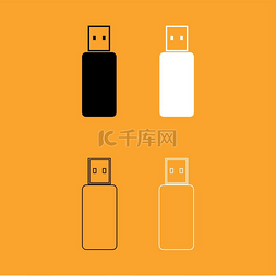 中风图片_闪存驱动器设置黑白图标。