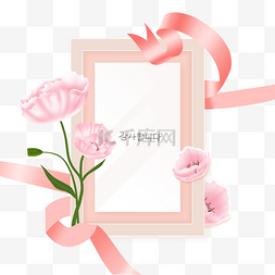粉色丝带花朵边框韩国花卉感恩月