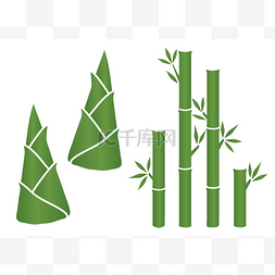 出土的竹笋图片_矢量叶绿色和竹笋图标集.