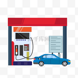 矢量图标交通工具图片_汽车加油在加油站卡通