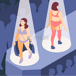 矢量聚光灯图片_性感加身材的女性在聚光灯下展示