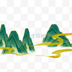 山丘风景图片_深绿色山水山峰