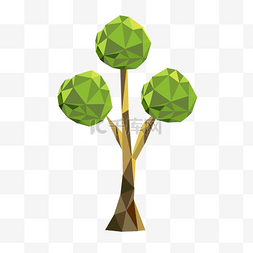 几何低聚合高大绿色树木