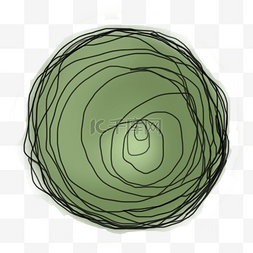 绿色螺旋图片_绿色黑色线条简约树顶简笔画