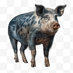 卡通手绘动物小花猪