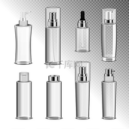 透明容器图片_化妆品喷雾瓶与分配器隔离图标设