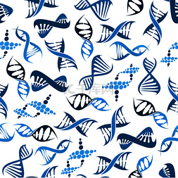 染色体dna图片_无缝的 Dna 元素图案与蓝色扭曲的