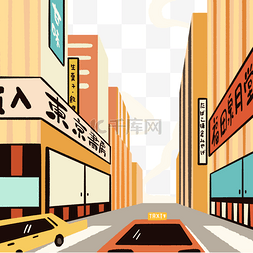 道路广告牌图片_彩色现代日本街建筑