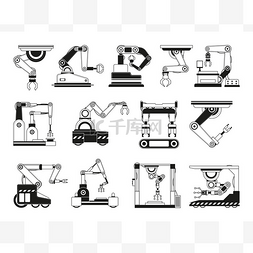 工业制造图标图片_制造工业用机械手。单色图片