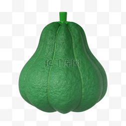 绿色南瓜图片_3DC4D立体蔬菜绿色南瓜