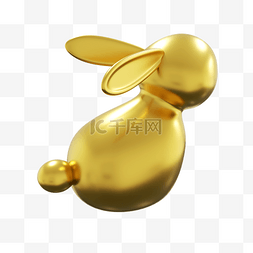 小年金图片_3DC4D立体兔年金色兔子