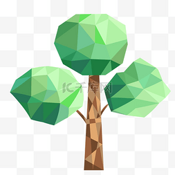 立体几何低聚绿色树木